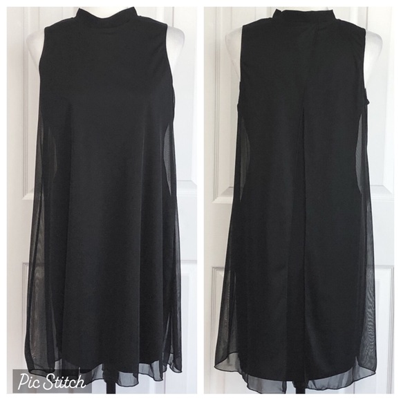 NWT Annalee + Hope Black Chiffon Overlay Split Back Dress Medium - Picture 1 of 16
